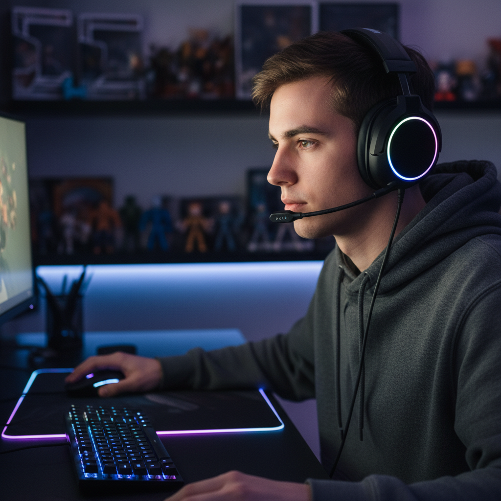 Person wearing gaming headset