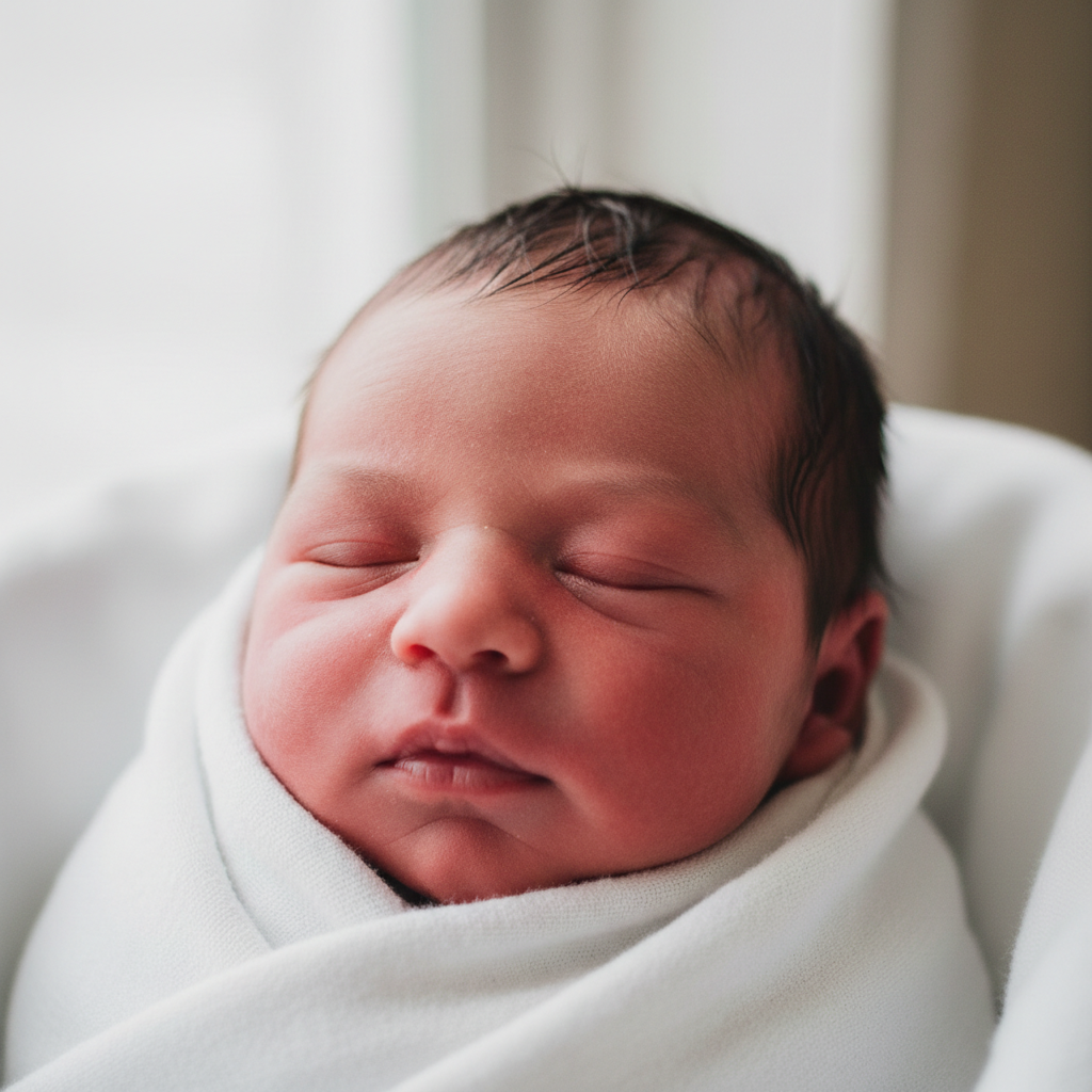 Same baby with softer, more natural skin tone