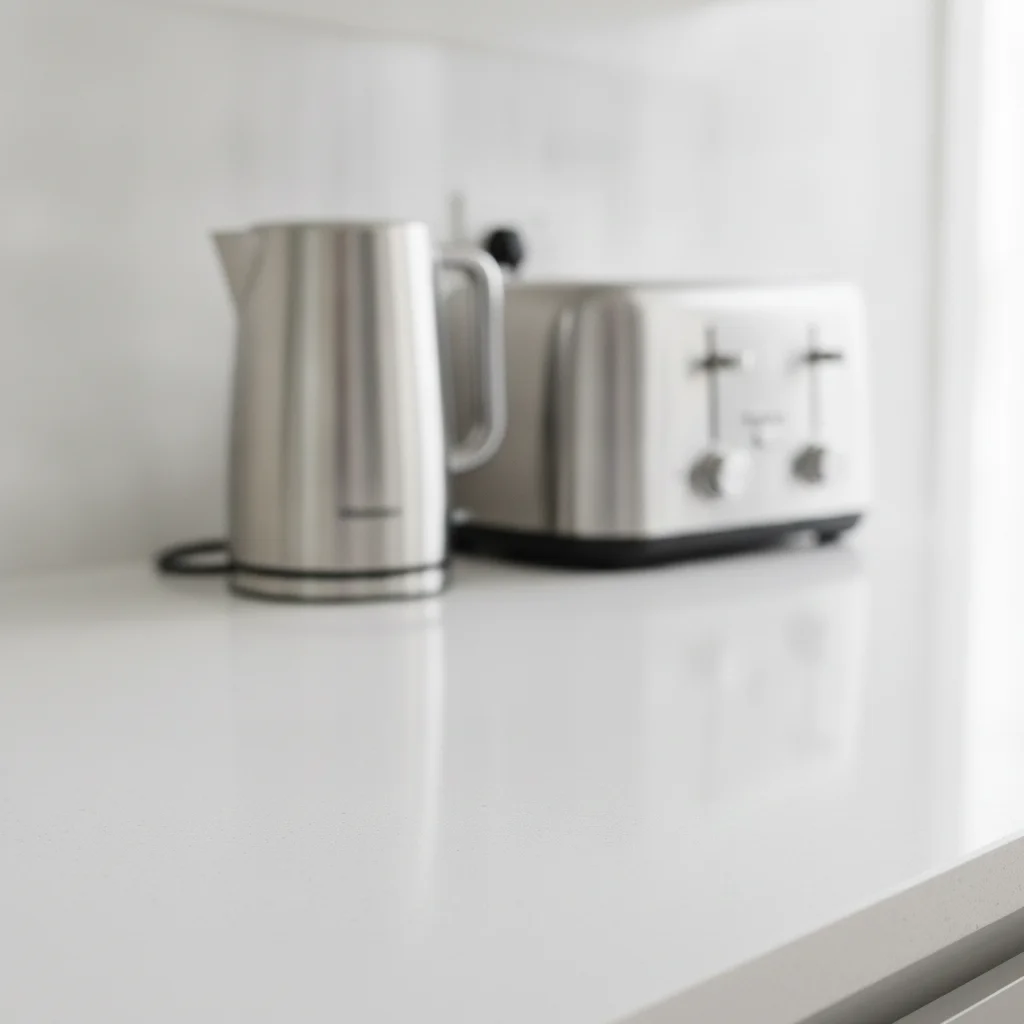 The same counter with the cloth gone and the stone surface continuous