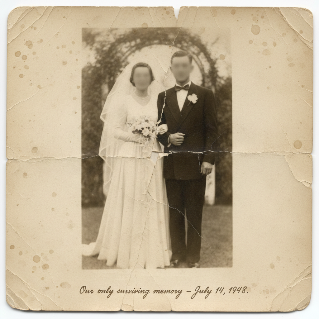 Seamlessly repaired photo with restored clarity