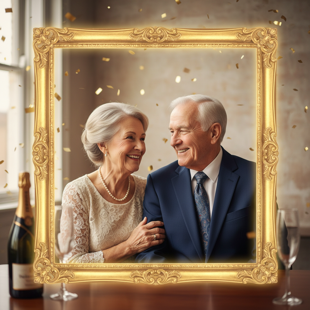 Portrait photo and decorative frame as separate images