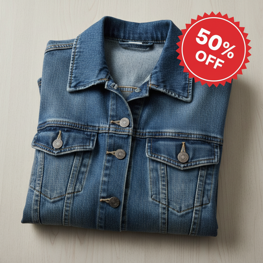 Product photo with sale badge overlay in corner