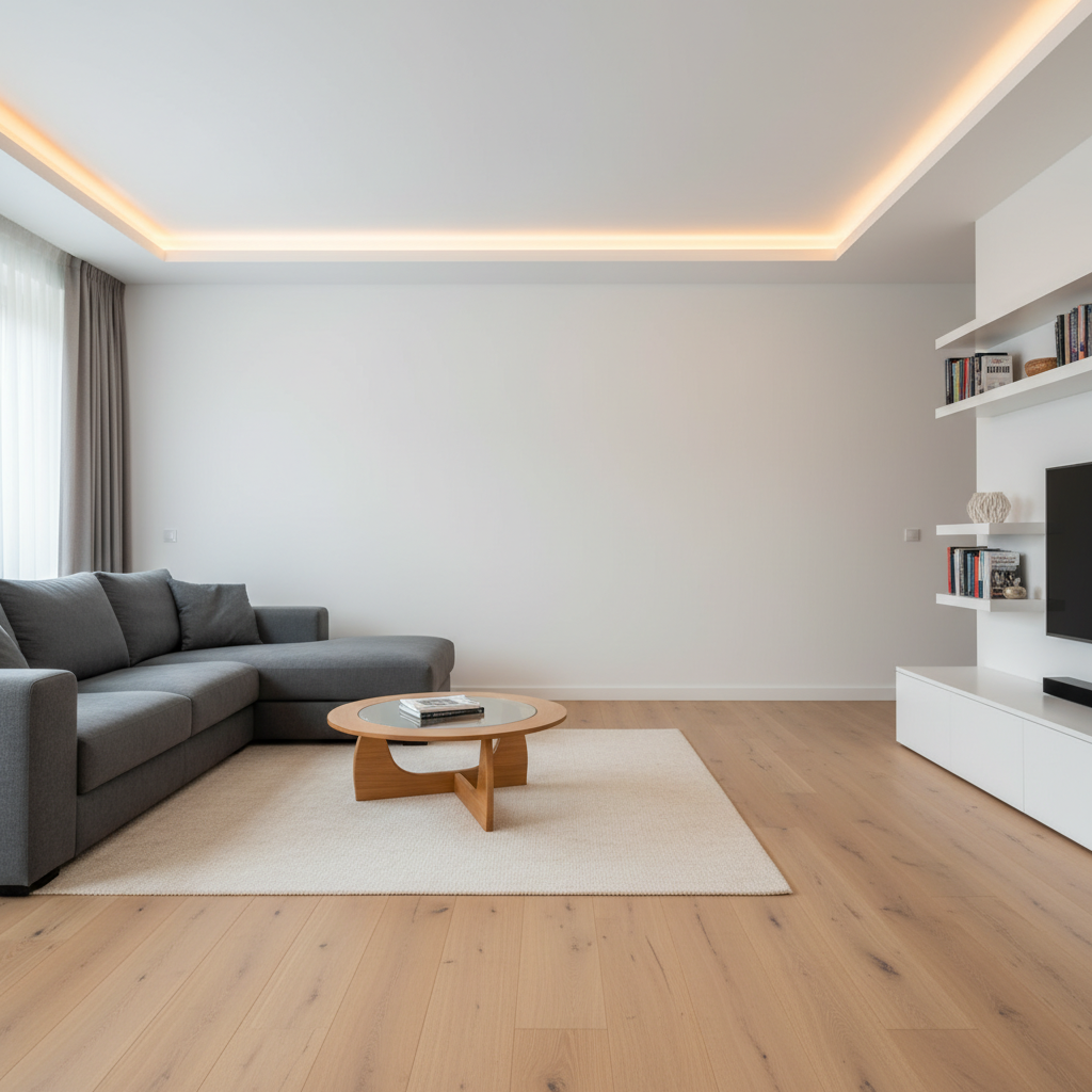 Left-side interior photo of a modern living room with visible edge on the right where the scene continues