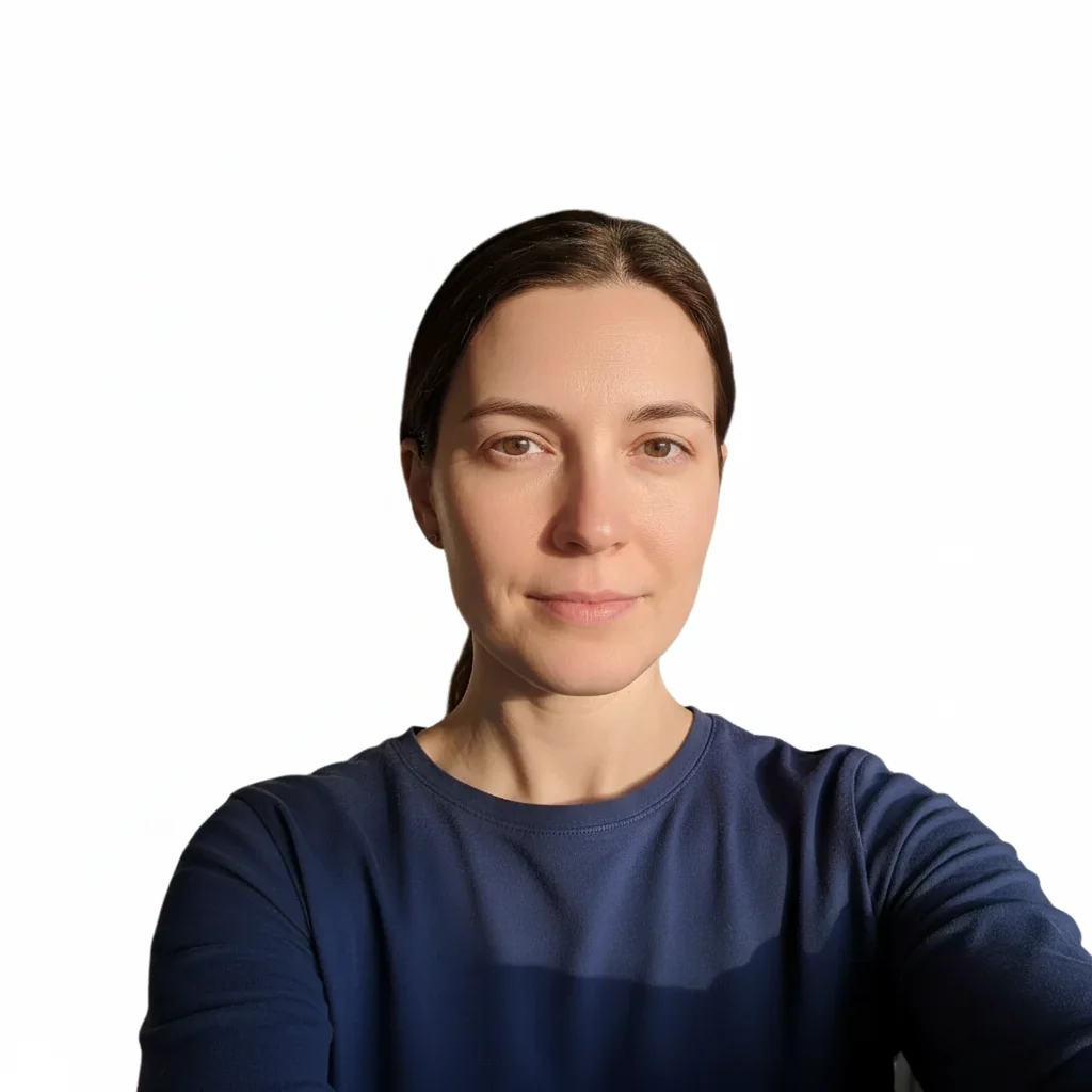 Professional passport photo with plain white background