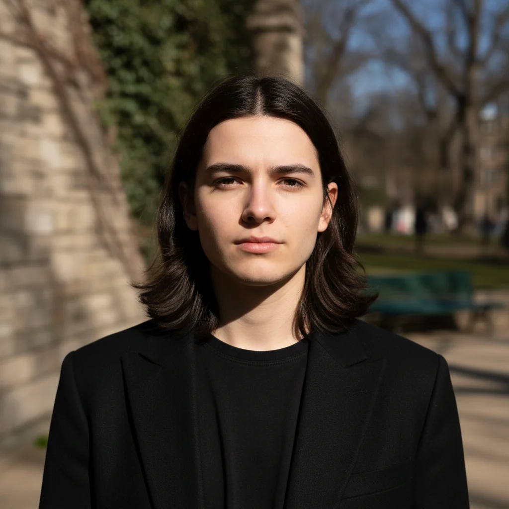 Outdoor headshot with harsh shadows from direct sunlight