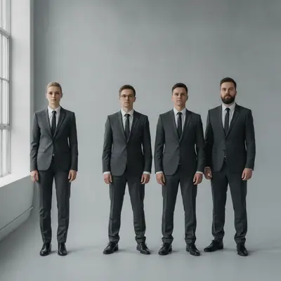 Before: Person removed from the end of a group lineup