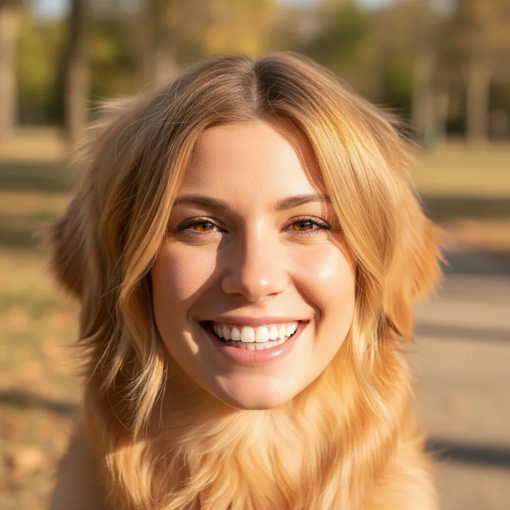 AI-generated human version matching the golden retriever's personality