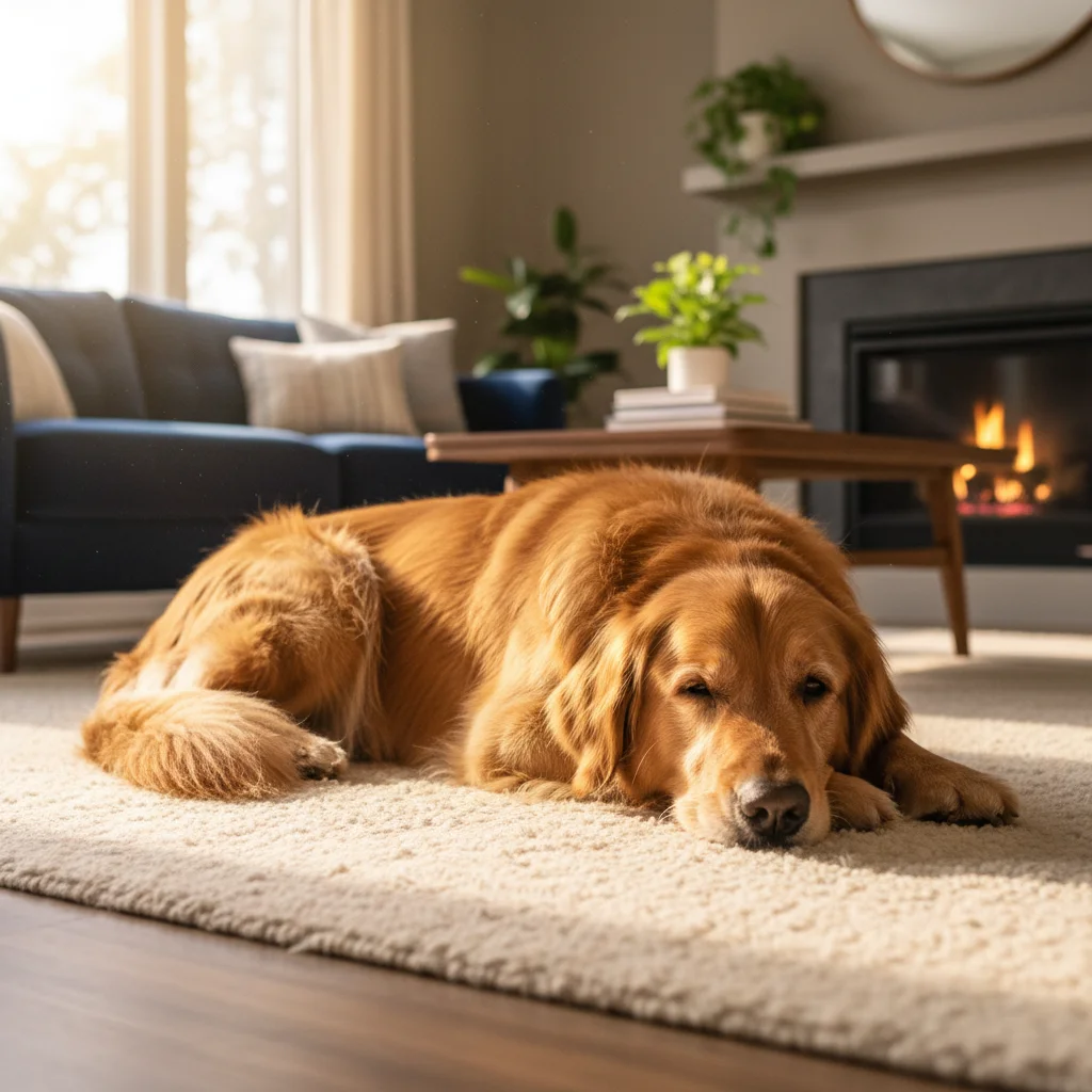 Pet lying relaxed at home