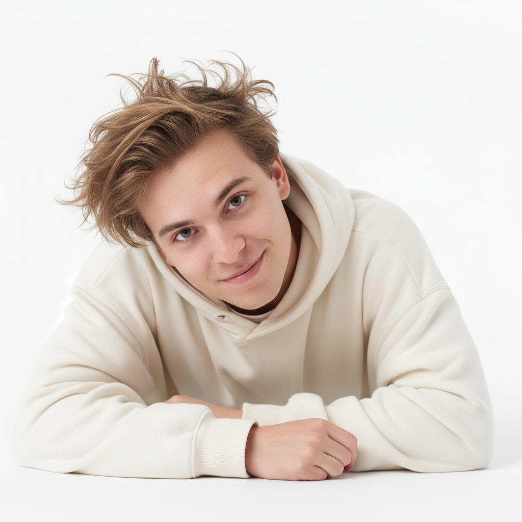 Lovable goofy human matching pug's silly personality