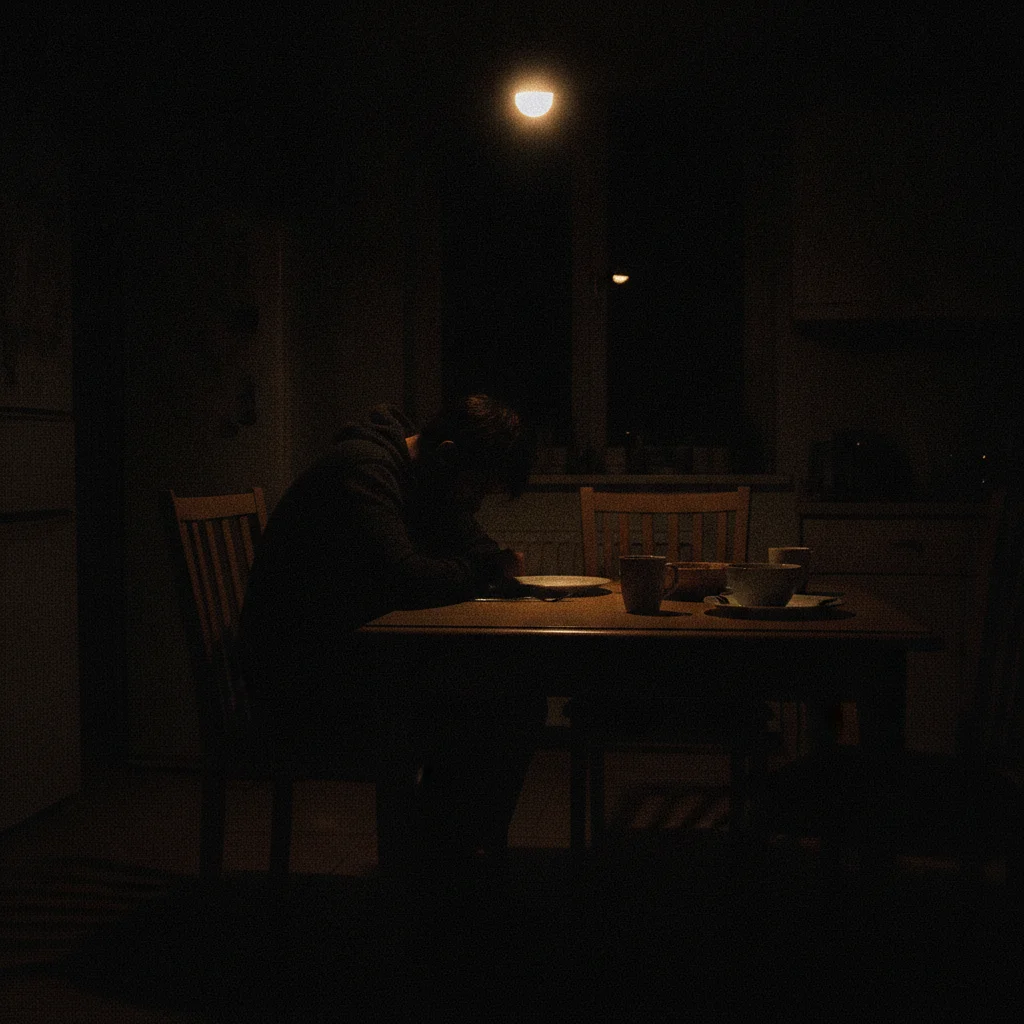 Dark grainy indoor photo with severe underexposure and noise