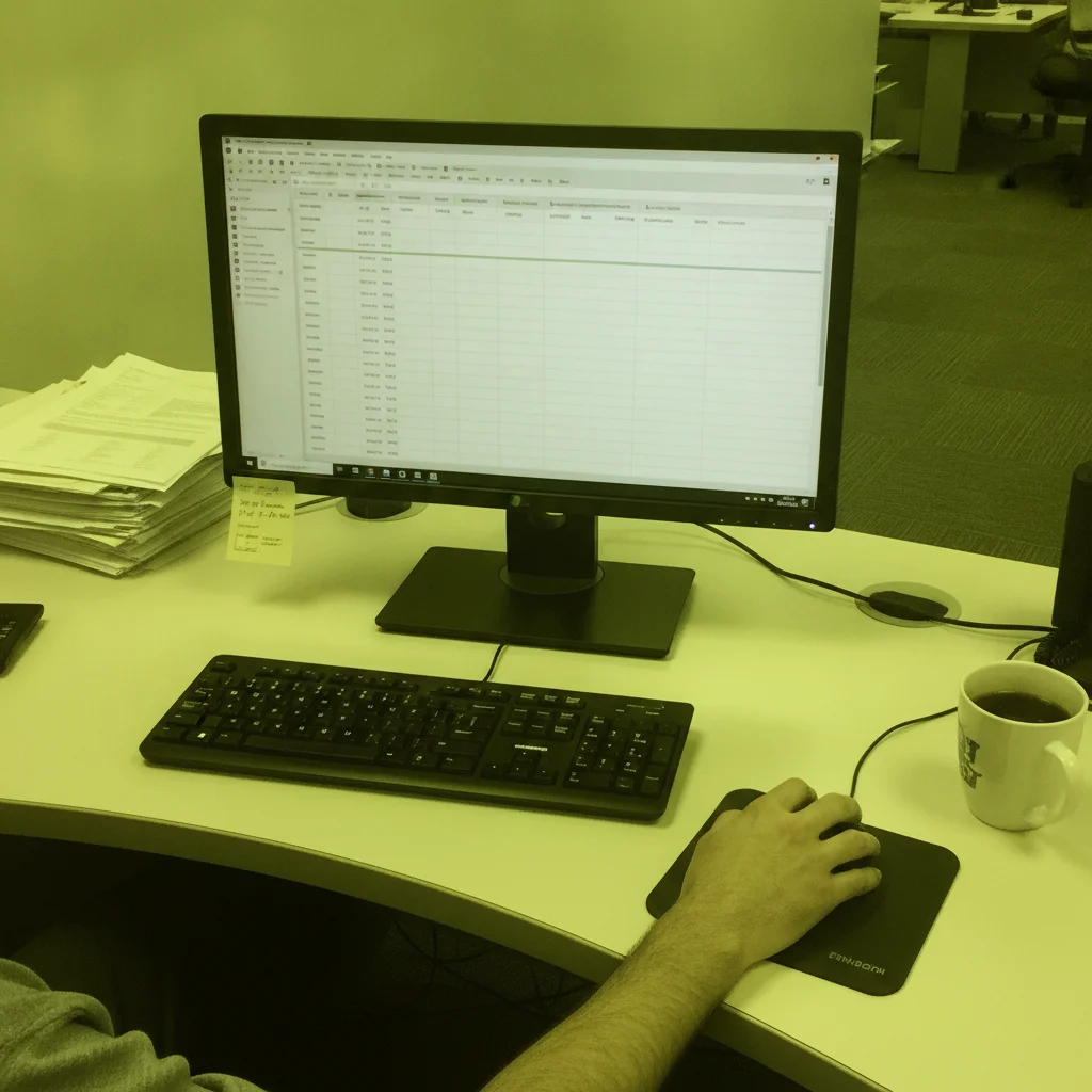 Office photo with heavy green-yellow fluorescent color cast