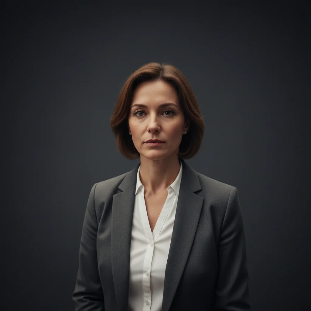 Formal expert witness photo with clean dark gray background for legal materials