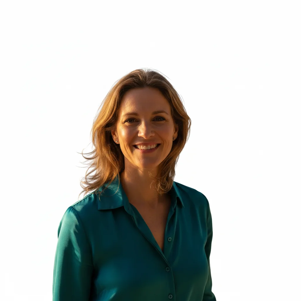 Professional badge photo with solid white background, enhanced clarity