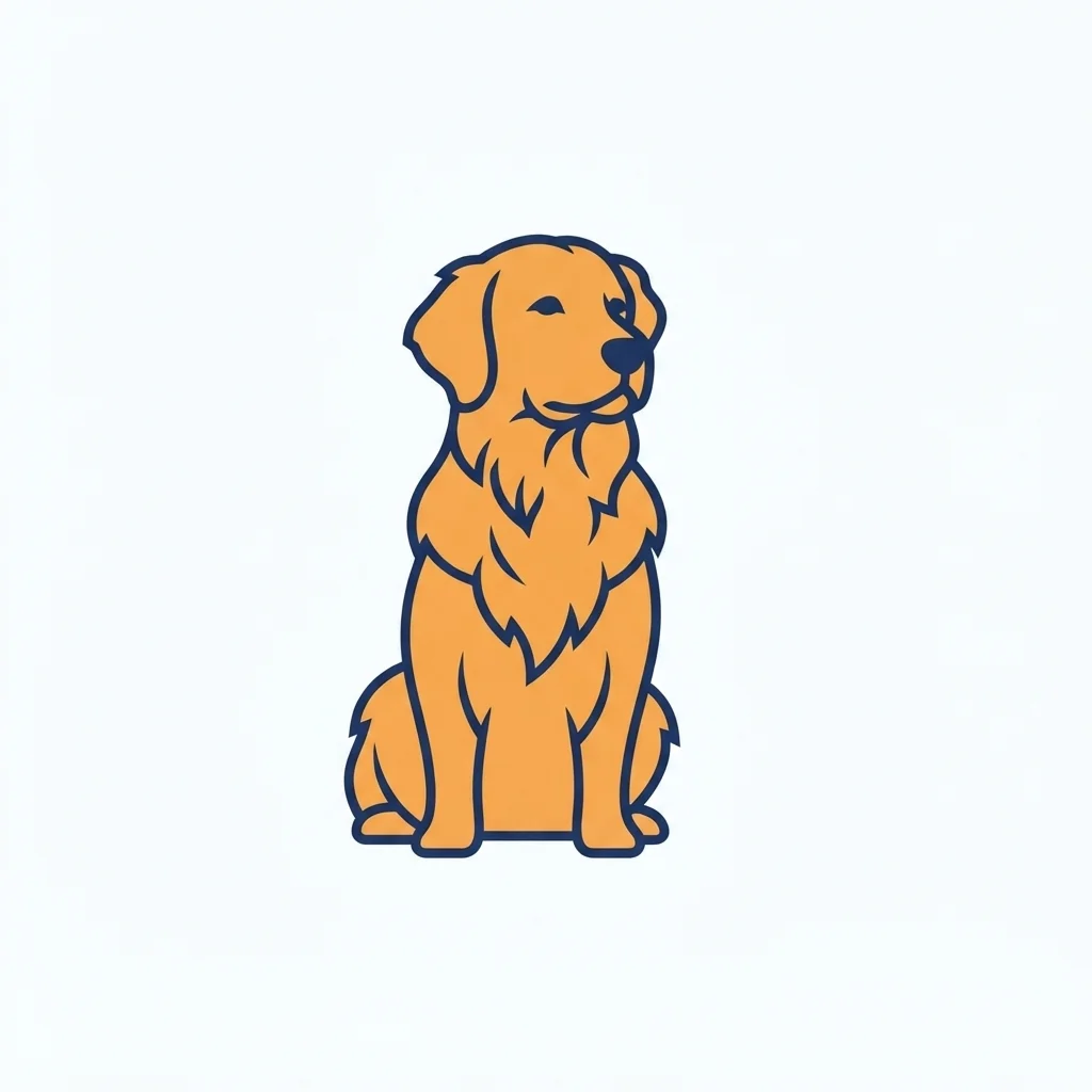 The same dog turned into a flat two-color logo mark on white
