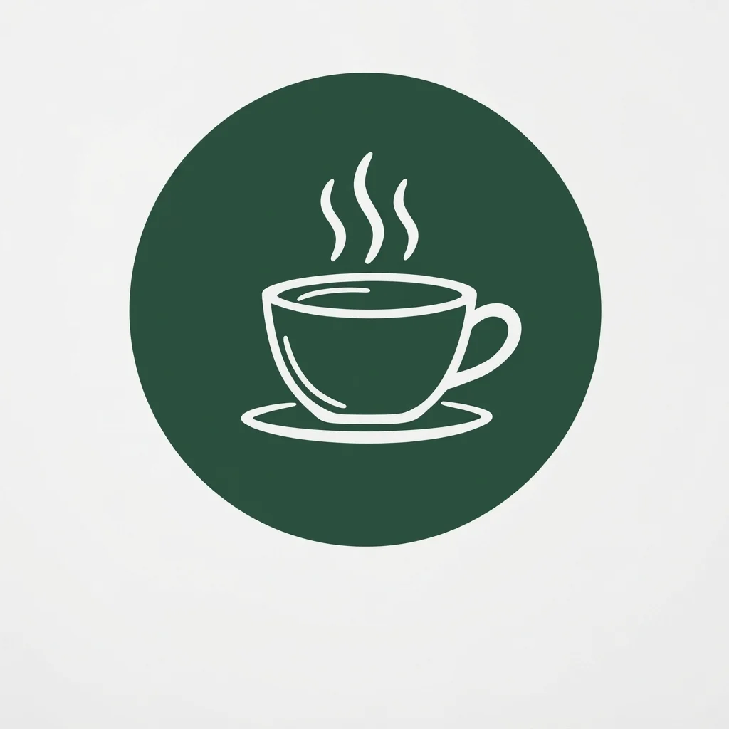 The coffee cup emblem recreated as a flat green-and-white graphic on a plain light background