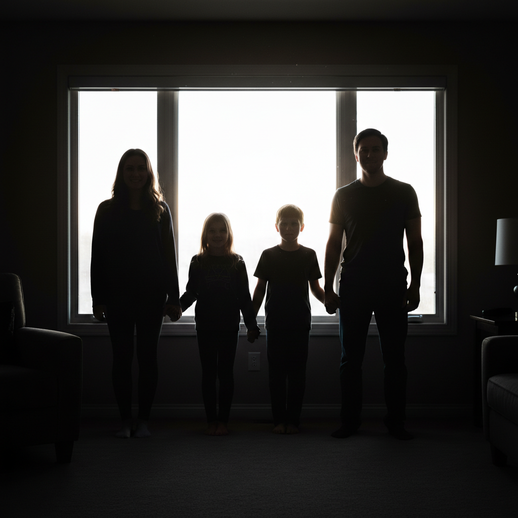 Same family with properly lit faces and balanced window exposure