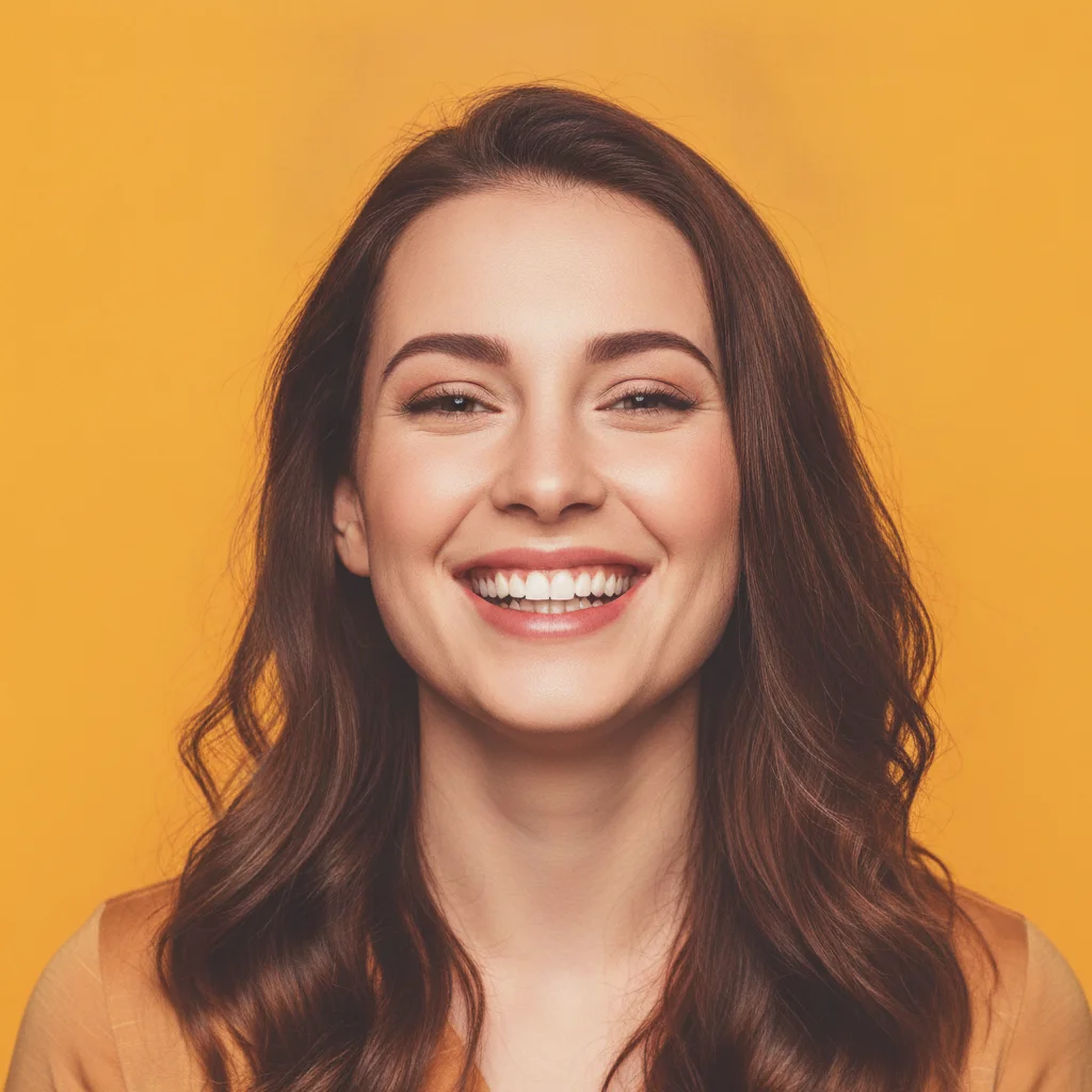 Same portrait edit with PicsArt watermark removed and yellow backdrop reconstructed in corner