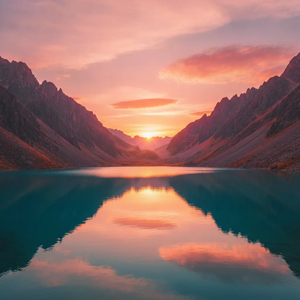 Clean mountain lake photo edit with PicsArt watermark removed and gradient sky seamlessly reconstructed