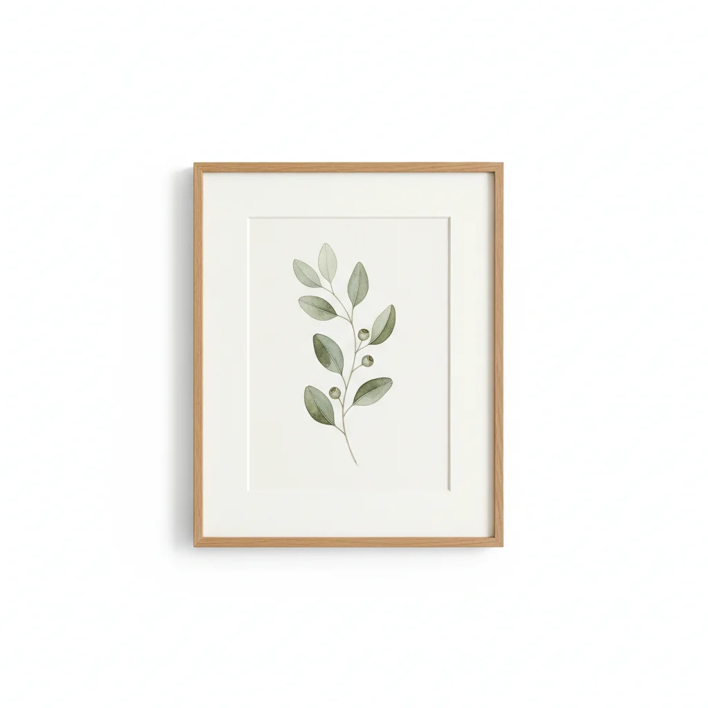 Straight-on product photo of the framed botanical print