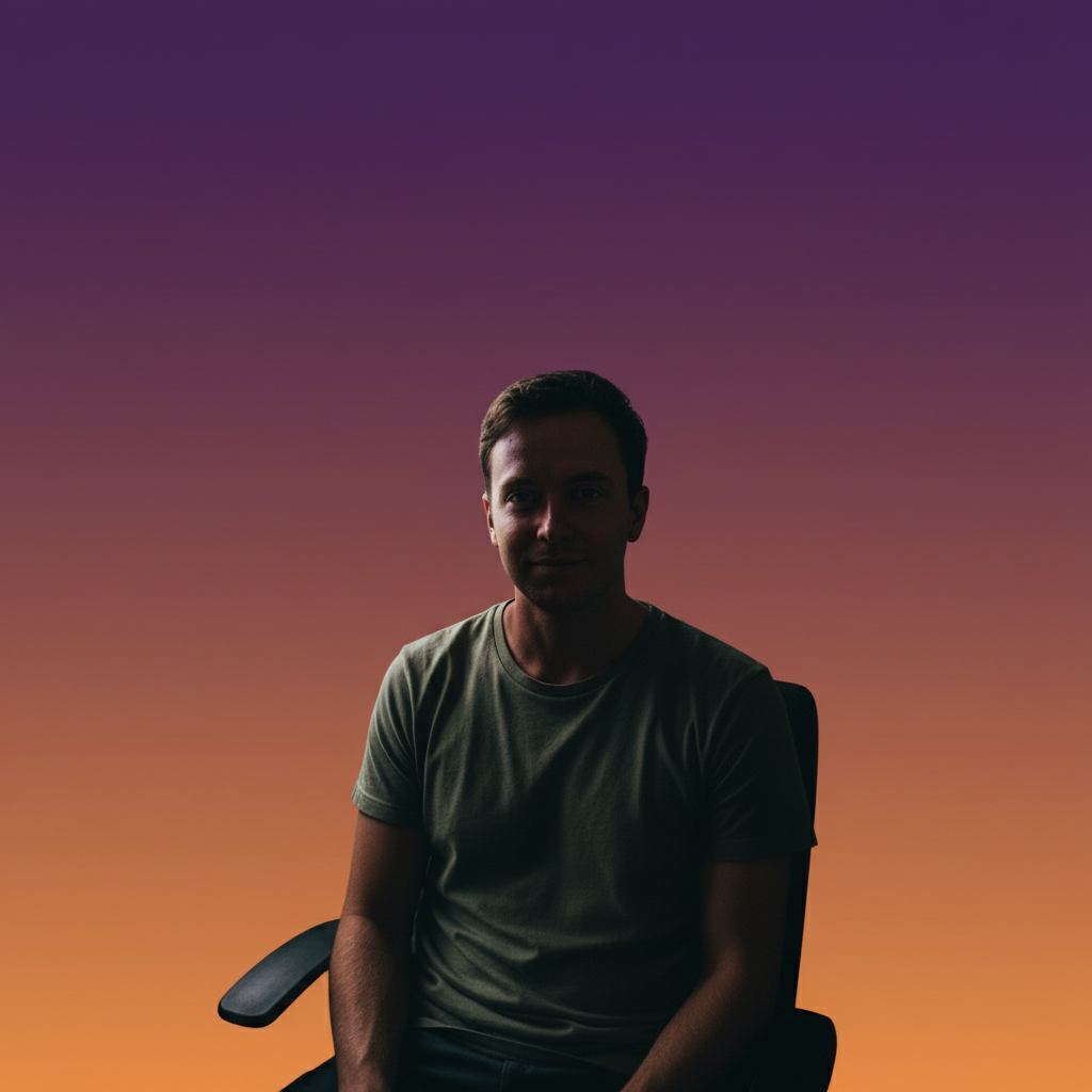 Professional podcast cover with bold gradient background