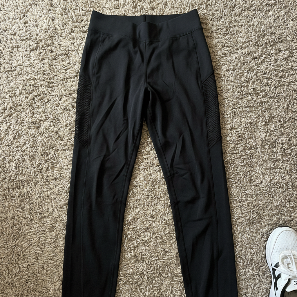 Same leggings on white background with smooth fabric and no wrinkles