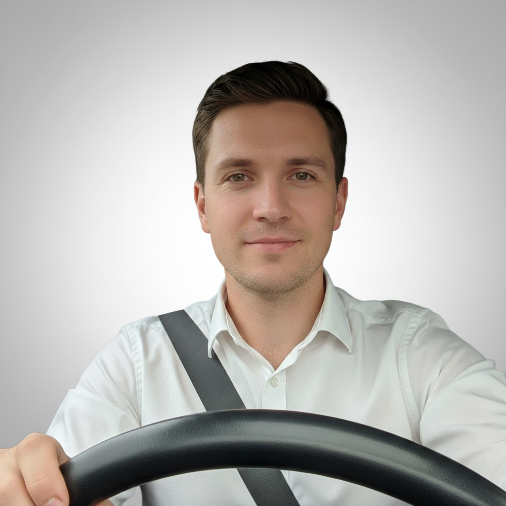 Professional headshot with studio backdrop, natural lighting preserved