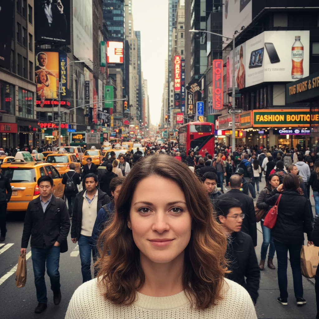 Portrait with distracting busy street background