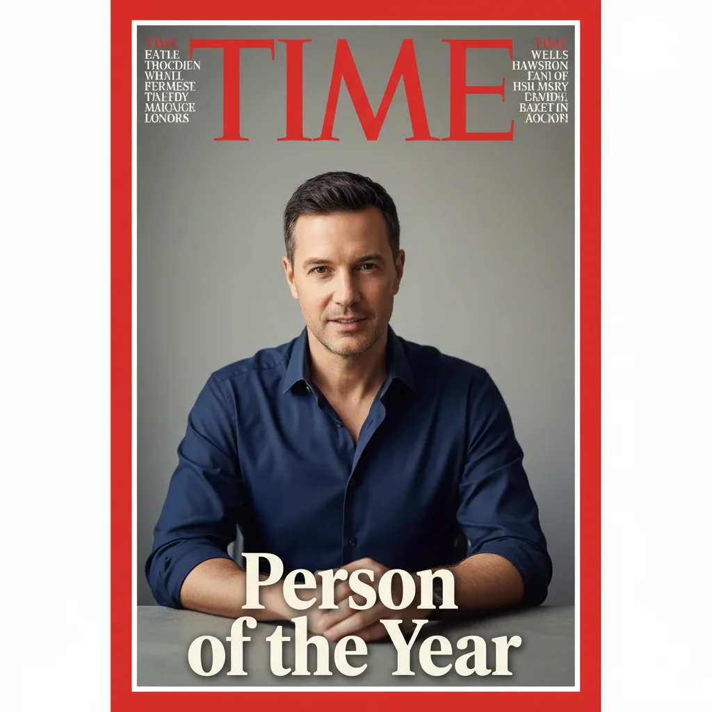 Same man on Time magazine cover with red border and Person of the Year headline