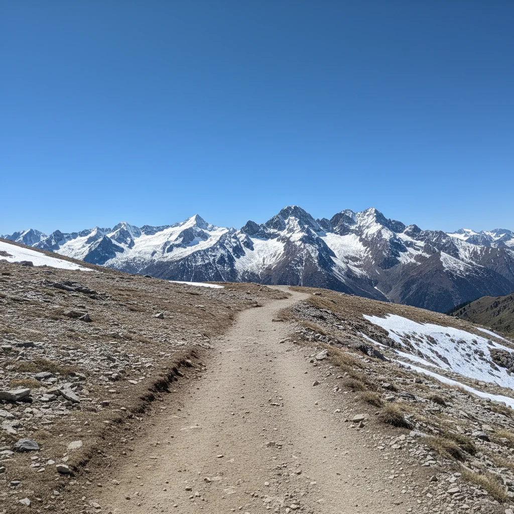 Empty mountain trail landscape with no people