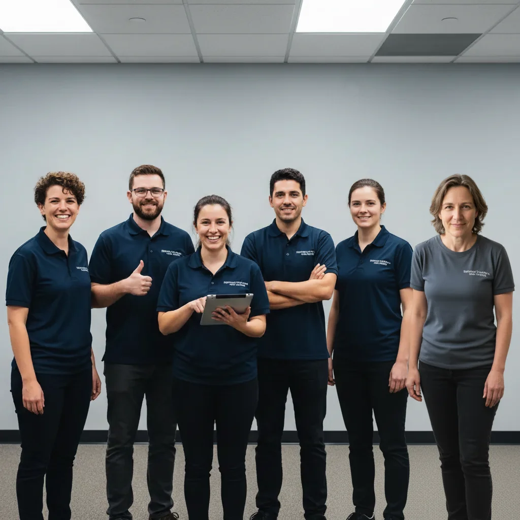 Complete team photo with person added at the right end