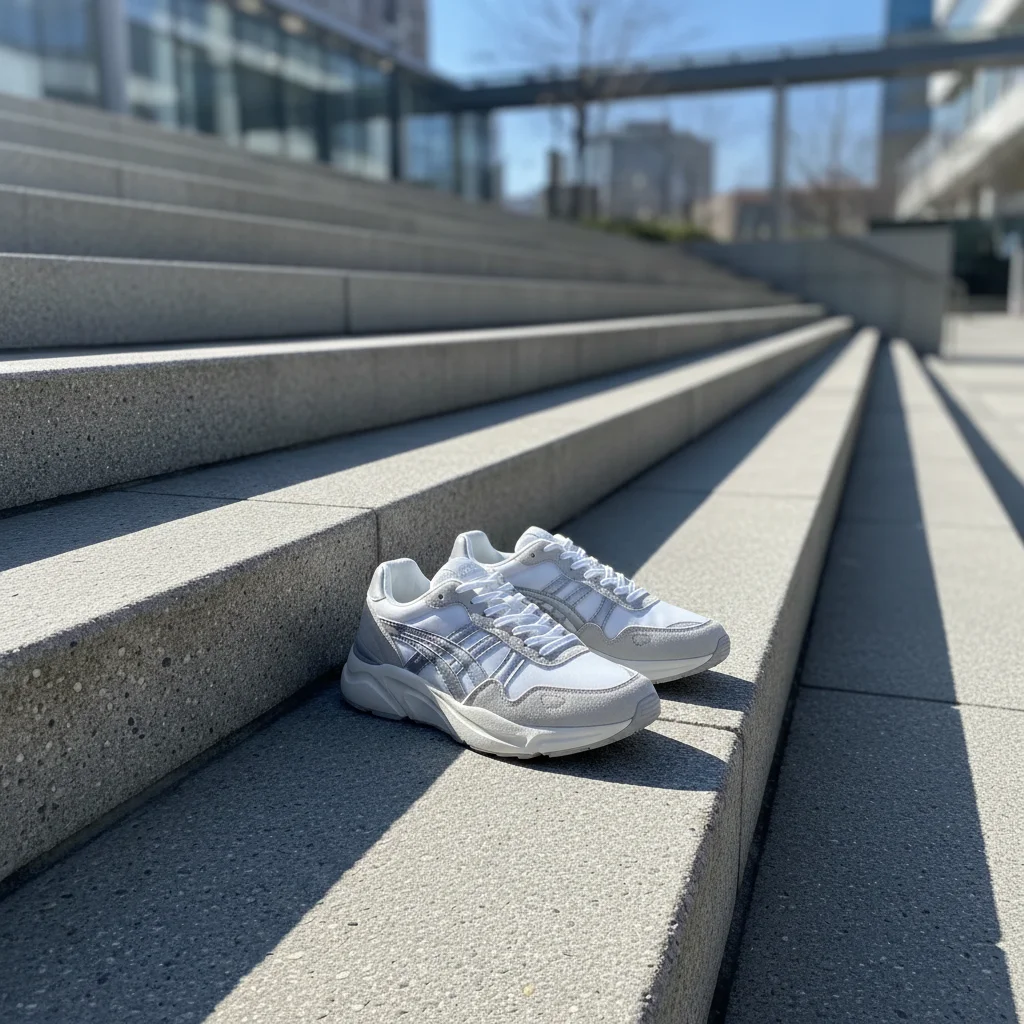Same step with a pair of sneakers naturally placed on it
