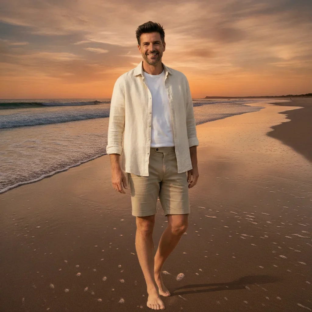 Person naturally placed at the beach