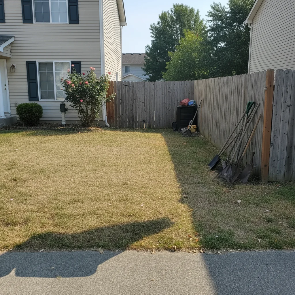 Same home with clean yard after removing clutter