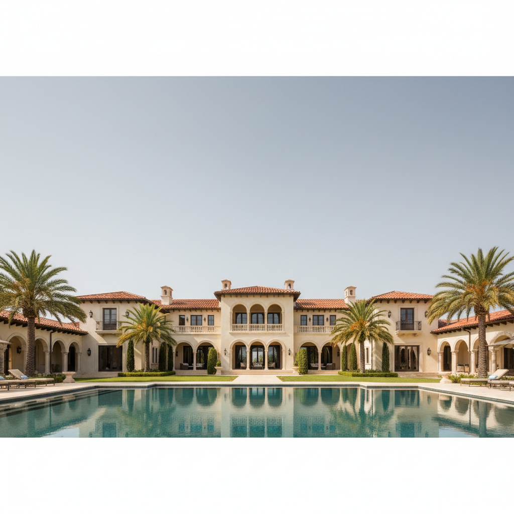 Luxury mansion with flat uninteresting sky