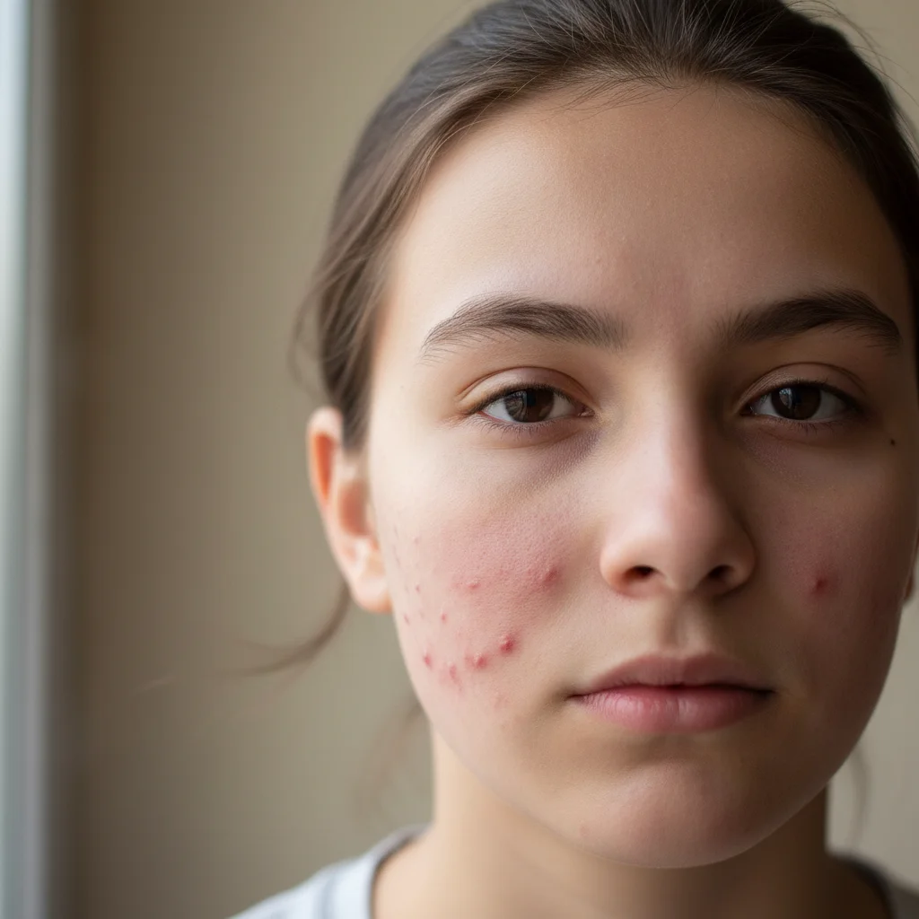 Face with blemishes on cheeks