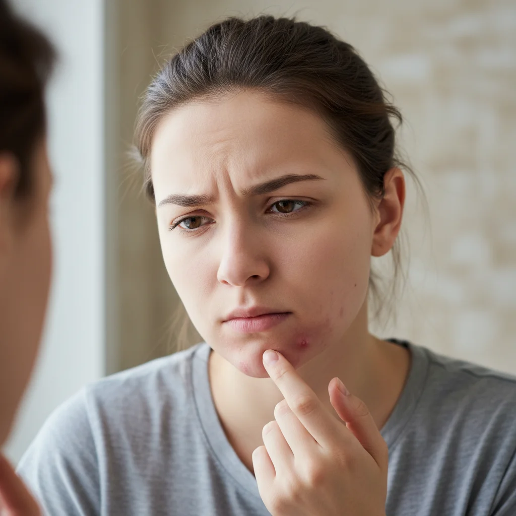Portrait with chin acne