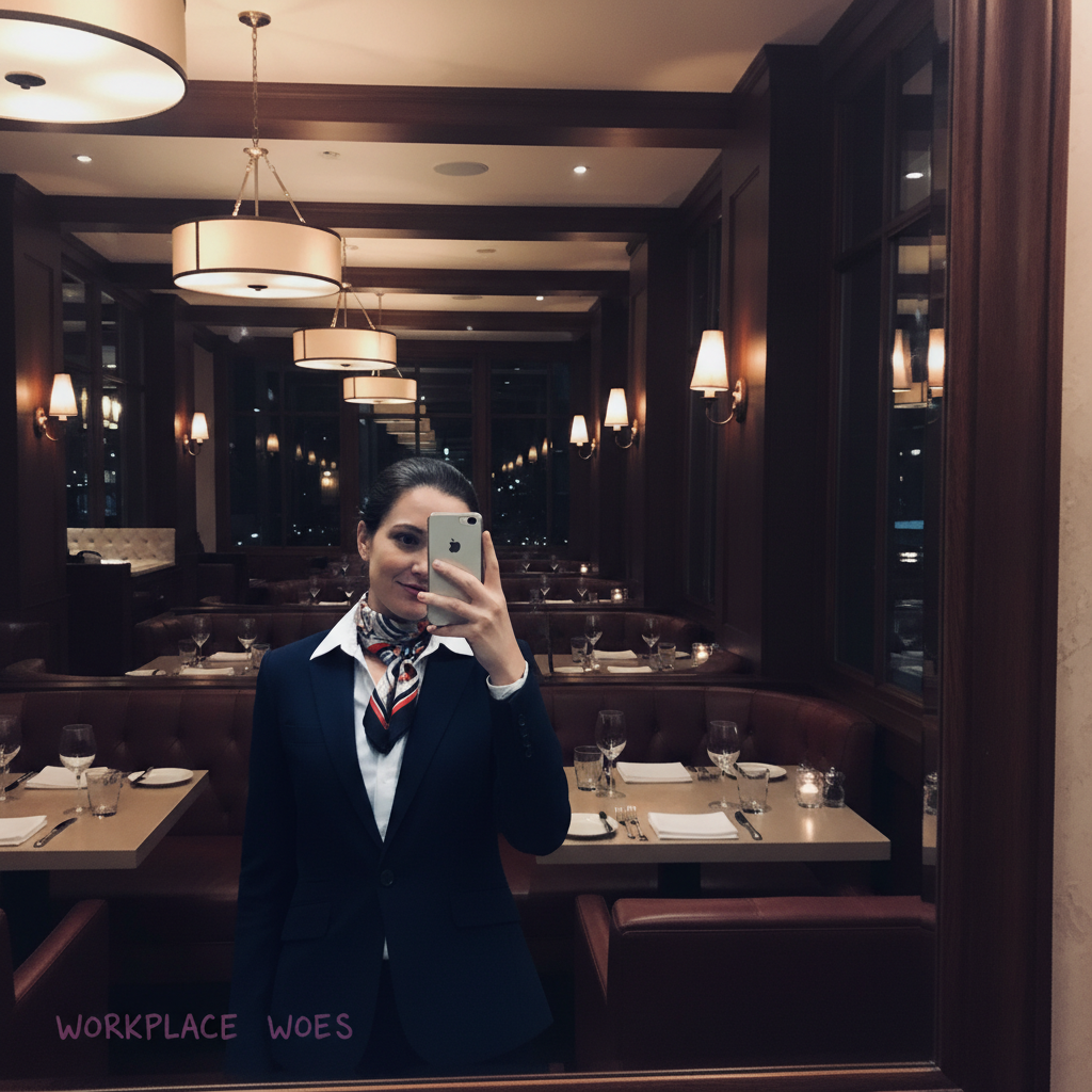 Selfie with upscale restaurant background