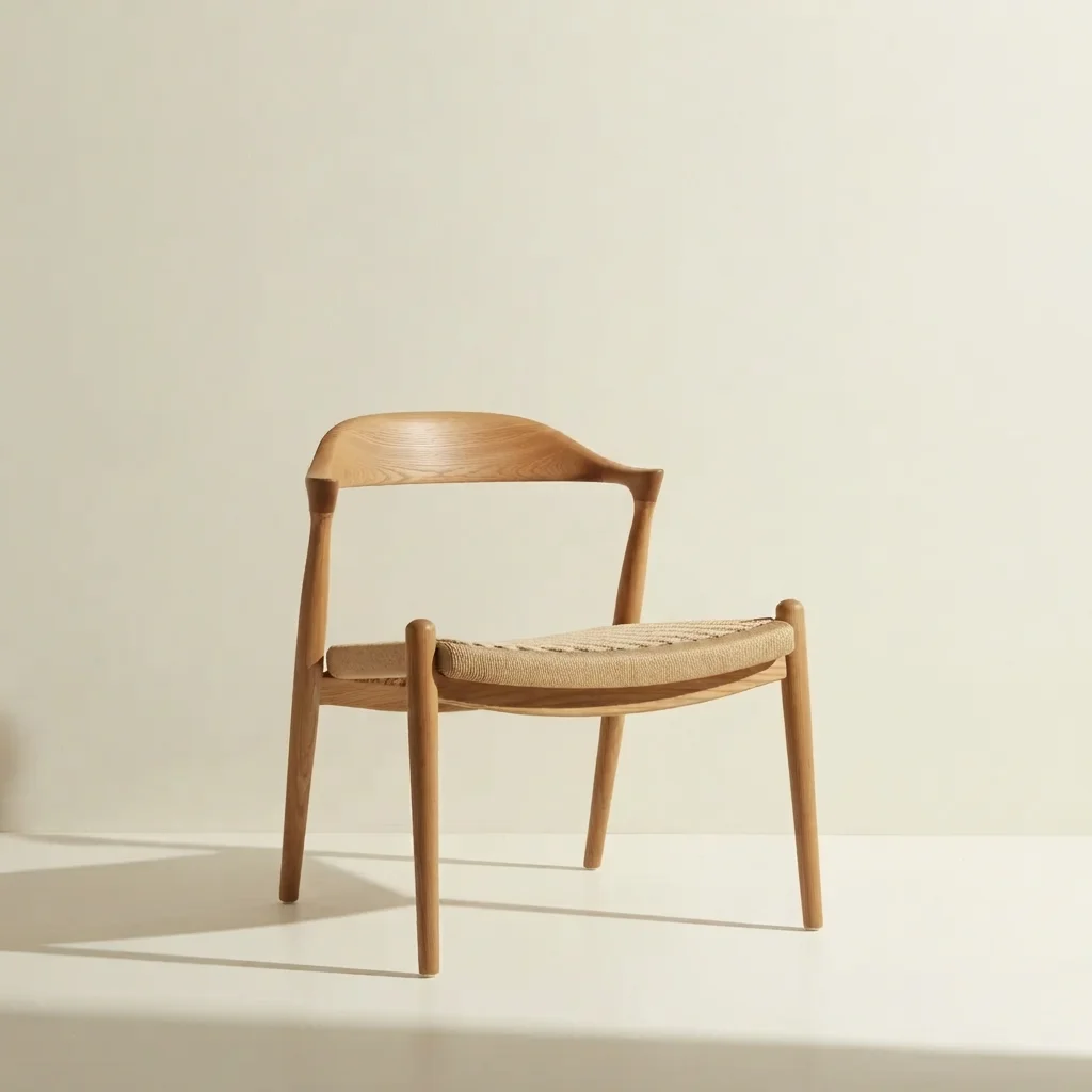 Same chair photo with the mark removed and the plain cream wall restored