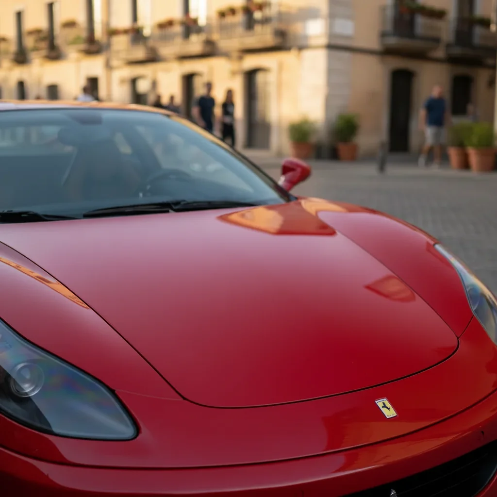 Same panel with all scratches removed, smooth red paint