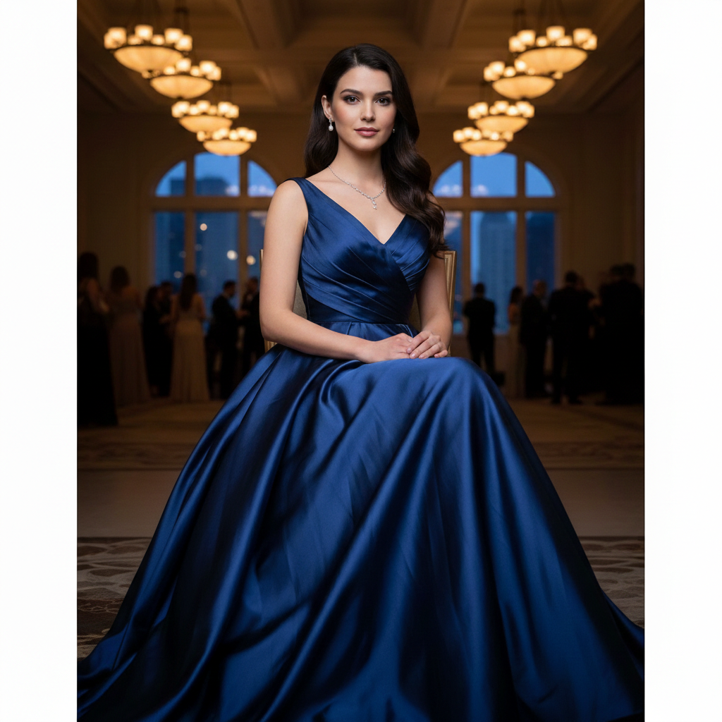 Same photo with smooth, elegant dress