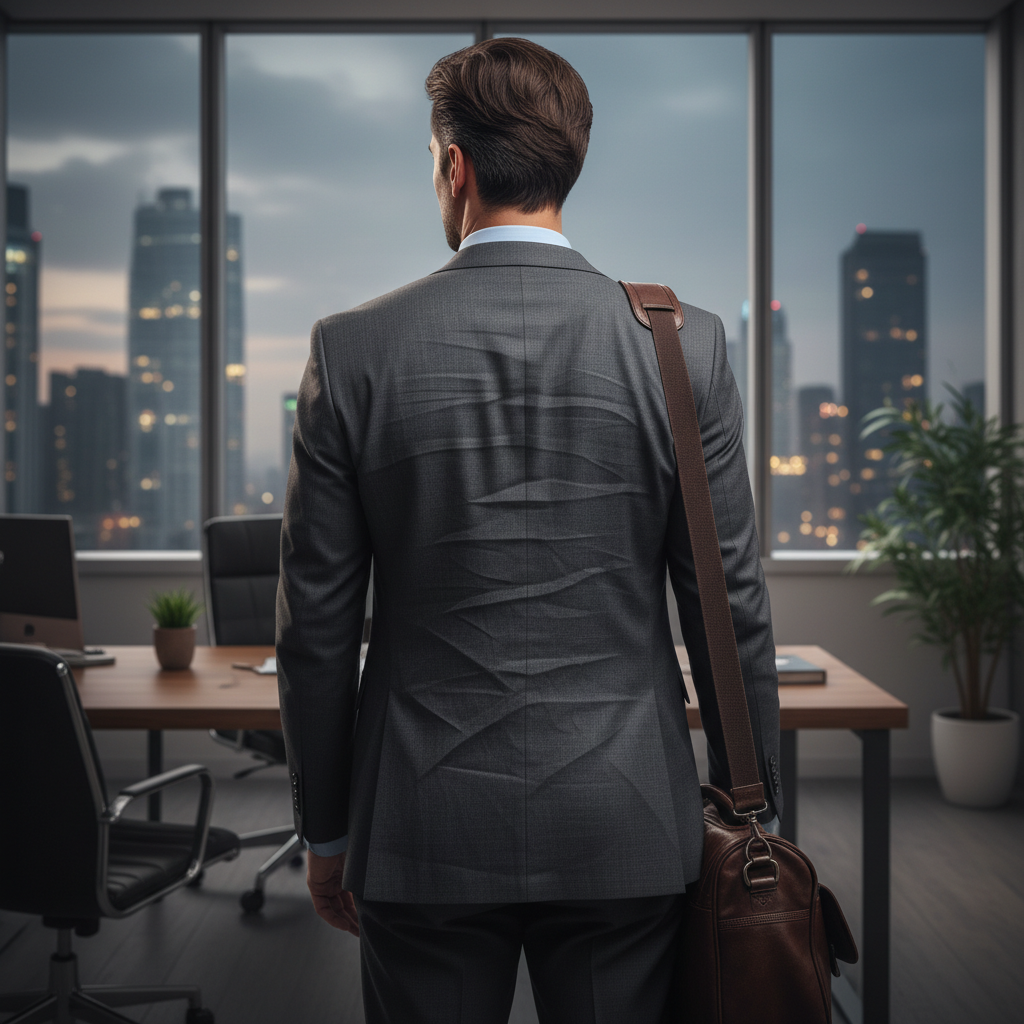 Businessman with wrinkled suit jacket
