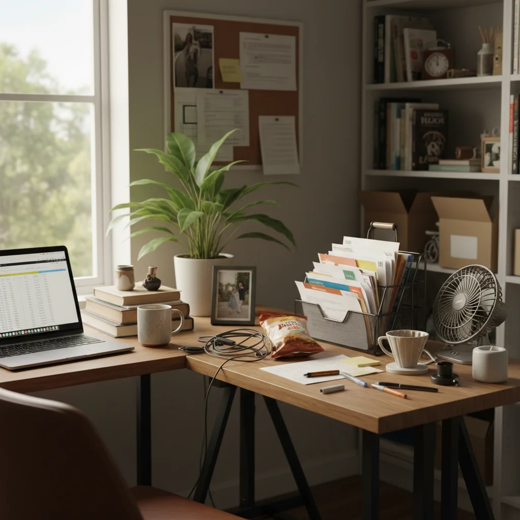 Kitchen counter with appliances and items