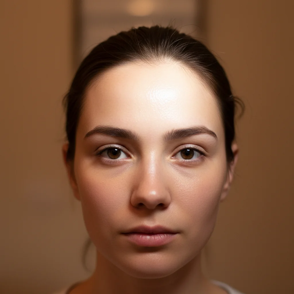 Portrait with shiny forehead from flash