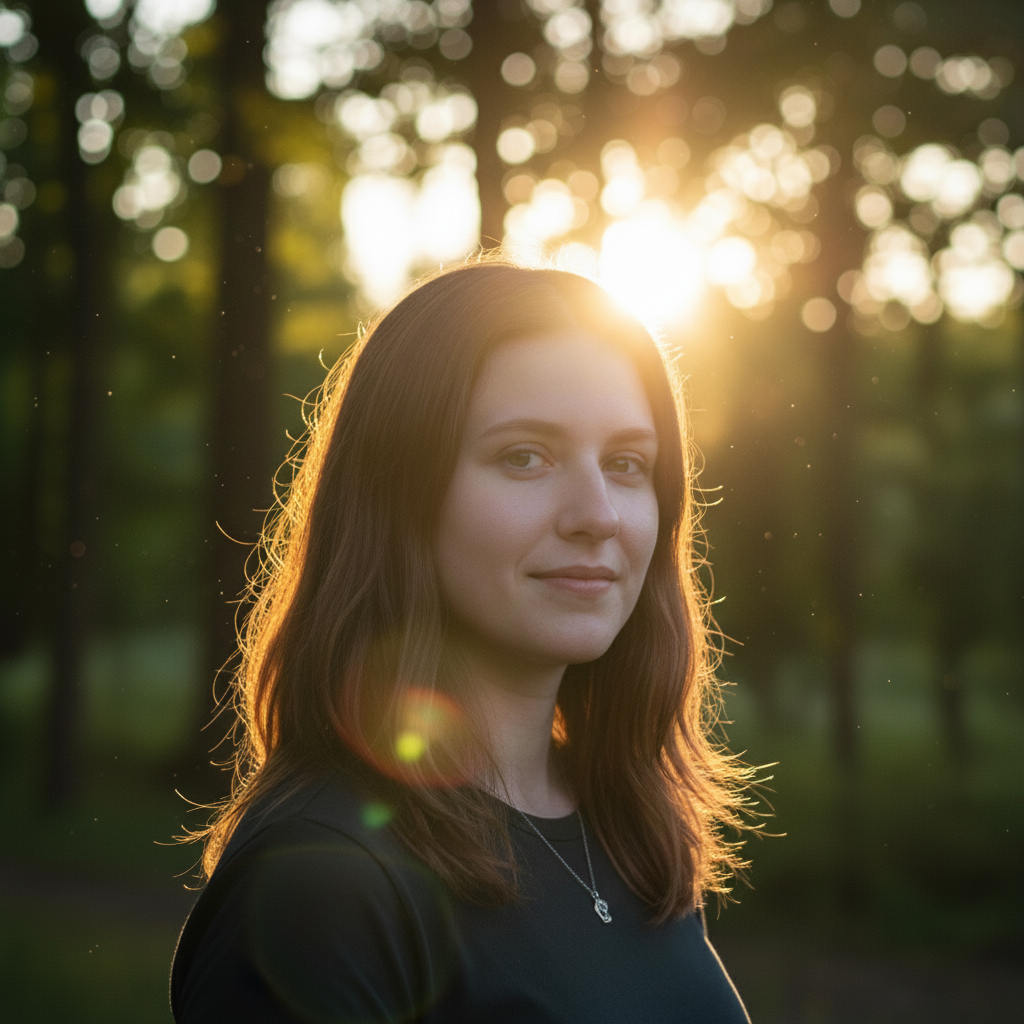 Clean portrait with lens flare removed and skin restored