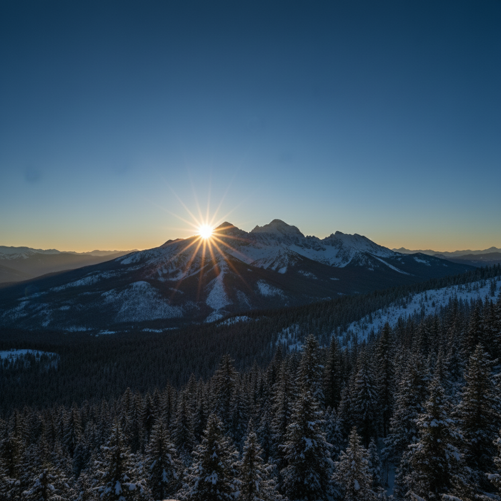 Clean mountain landscape with all lens flare removed