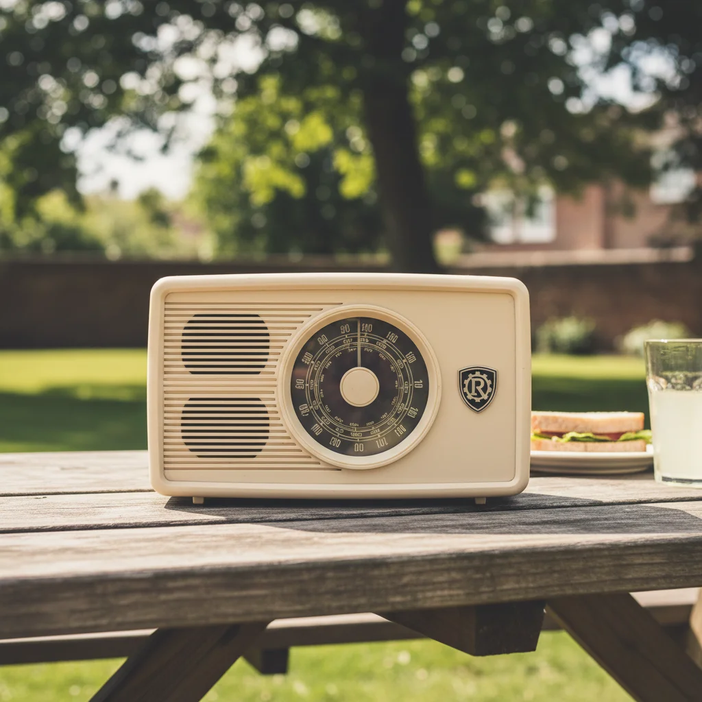 White product container with colorful brand logo