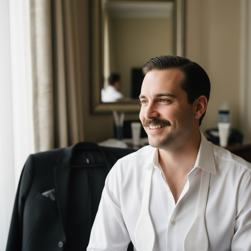 Casual portrait with medium mustache