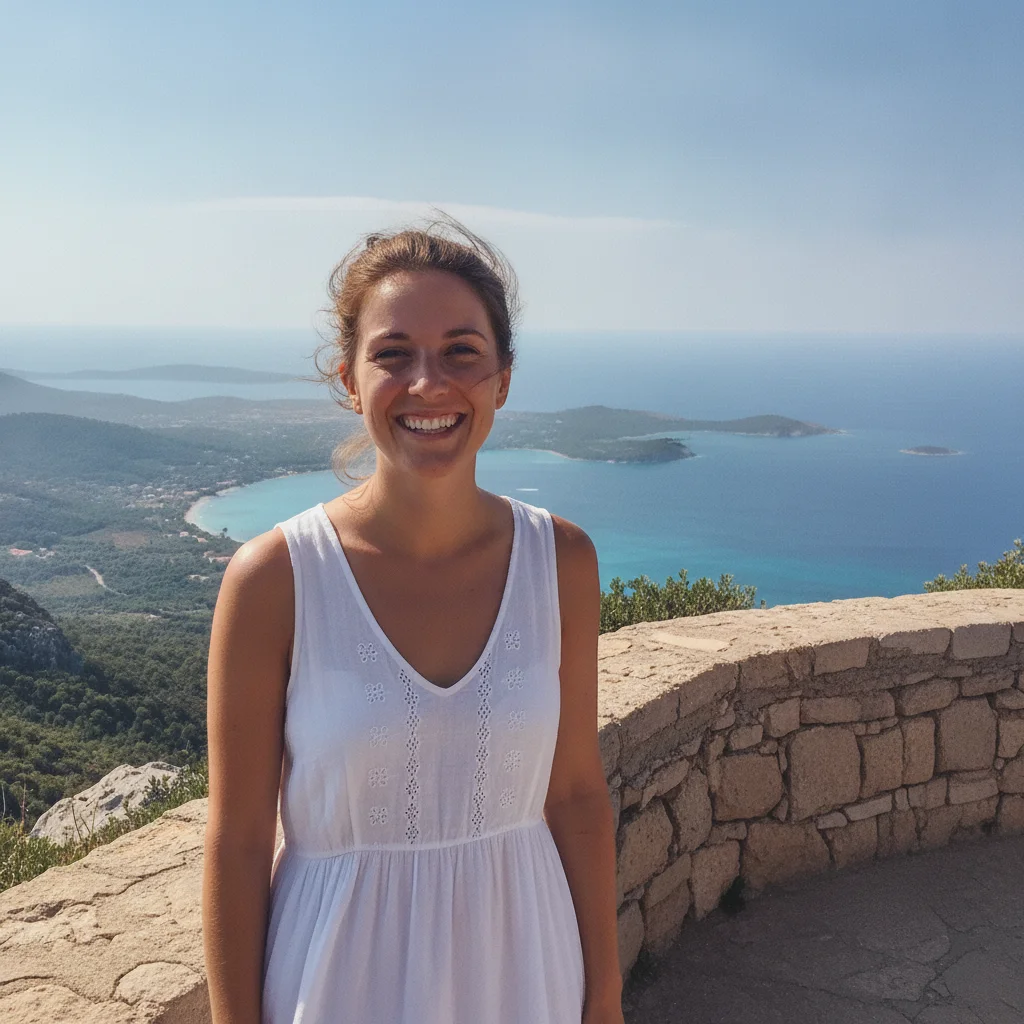 The same portrait with the background tourist removed and the scenery rebuilt