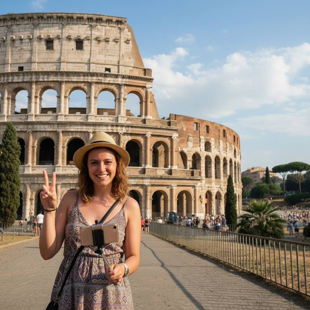 Clean Colosseum photo with photobomber removed