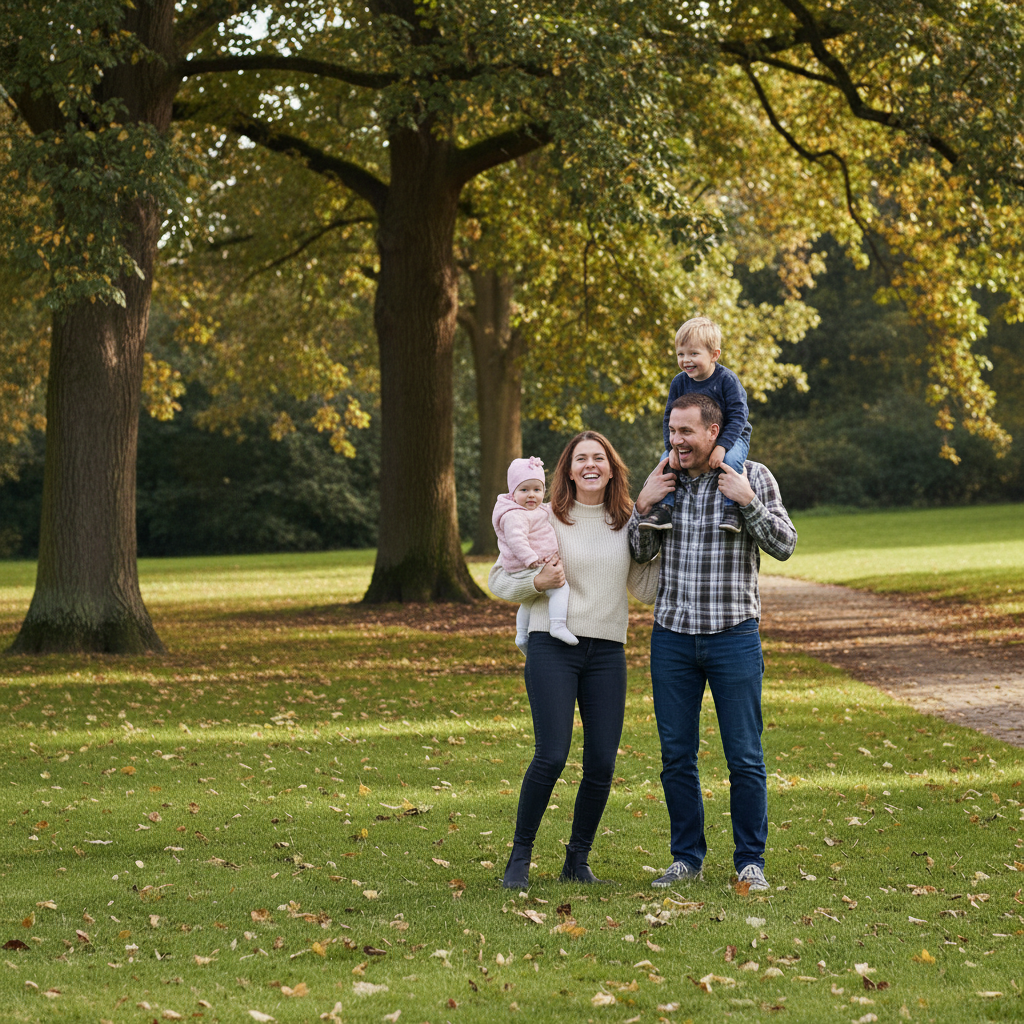 Clean family portrait with stranger removed